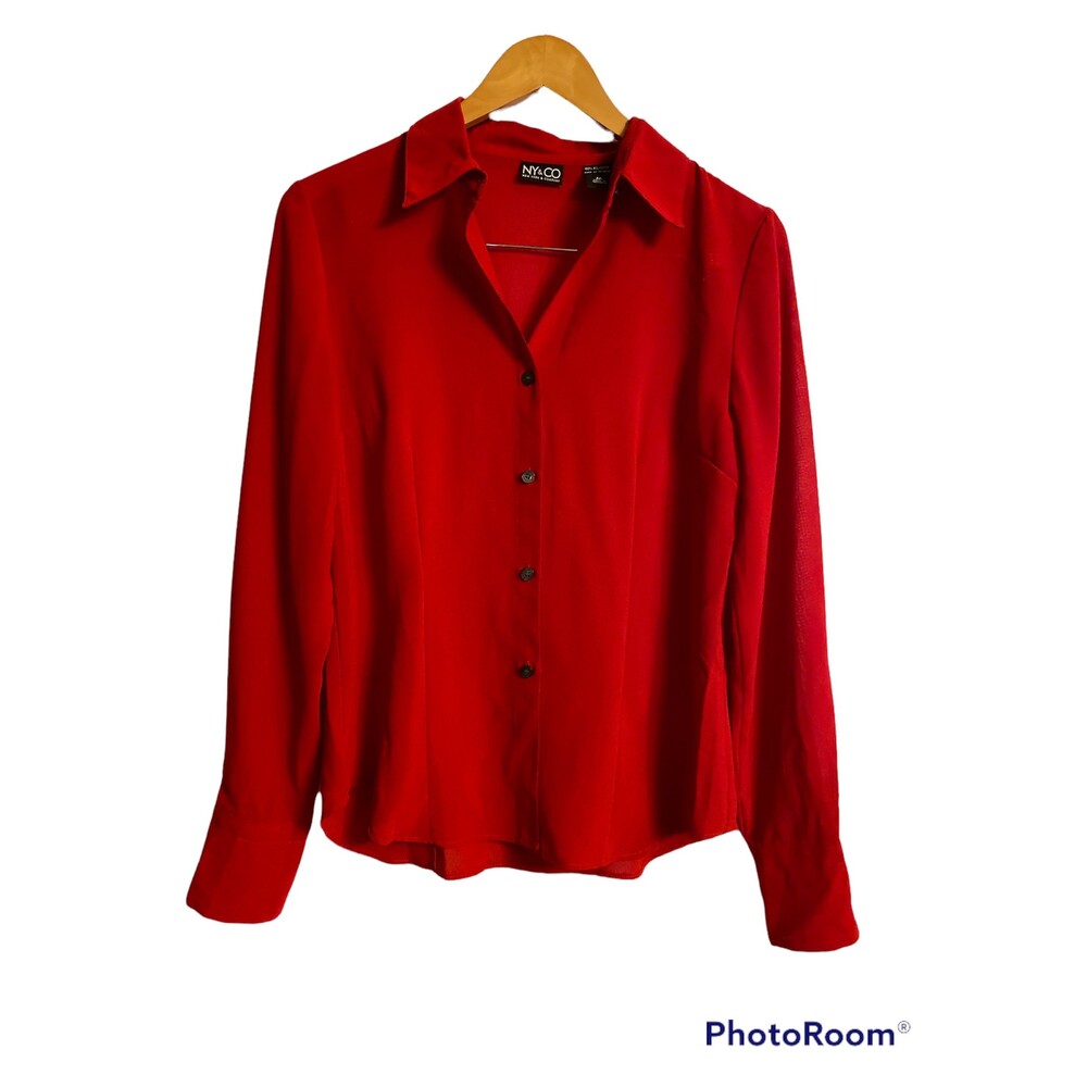 NY&CO Red Blouse Long Sleeve Size M